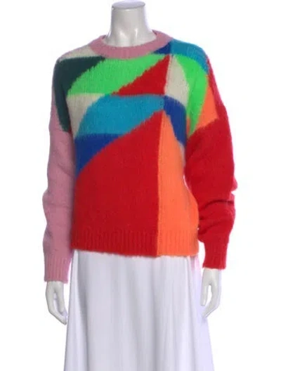 Pre-owned Essentiel Antwerp Colorblock Pattern Crew Neck Sweater In Red