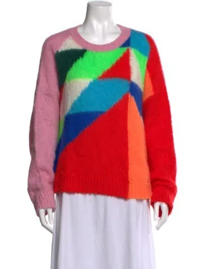 Pre-owned Essentiel Antwerp Colorblock Pattern Crew Neck Sweater In Red
