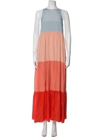 Pre-owned Essentiel Antwerp Colorblock Pattern Long Dress In Blue