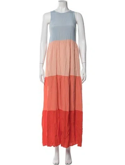 Pre-owned Essentiel Antwerp Colorblock Pattern Long Dress In Orange