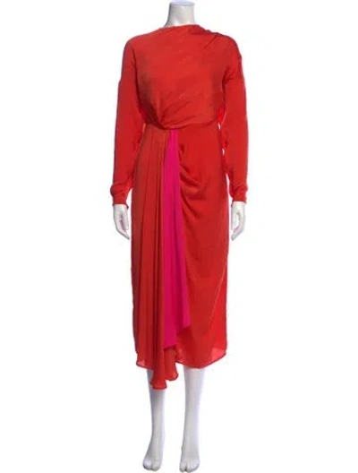 Pre-owned Essentiel Antwerp Colorblock Pattern Midi Length Dress In Orange