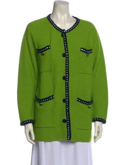 Pre-owned Essentiel Antwerp Colorblock Pattern Scoop Neck Sweater In Green