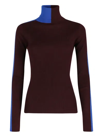 Essentiel Antwerp Colour-block Ribbed Sweater In Red