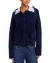 Essentiel Antwerp Contrast Collar Cardigan In Blue