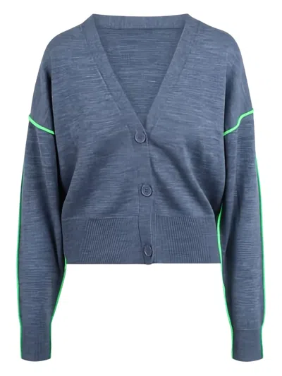 Essentiel Antwerp Contrast-trim Cardigan In Blue