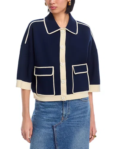 Essentiel Antwerp Contrast Trim Cardigan In Blue