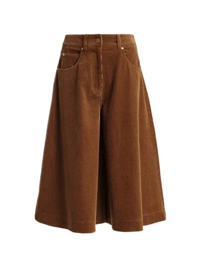 Essentiel Antwerp Corduroy Flared Shorts In Brown
