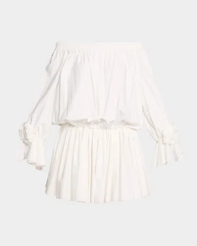 Essentiel Antwerp Cotton Off-the-shoulder Mini Dress In White