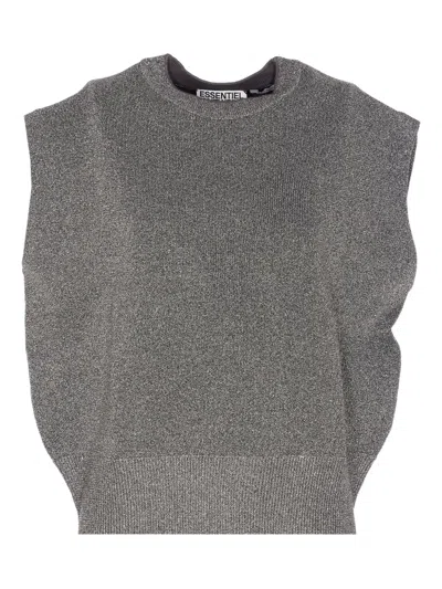 ESSENTIEL ANTWERP CREW-NECK METALLIC-EFFECT VEST