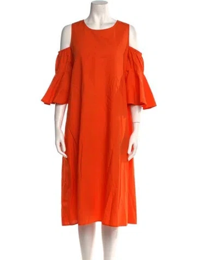 Pre-owned Essentiel Antwerp Crew Neck Midi Length Dress In Orange