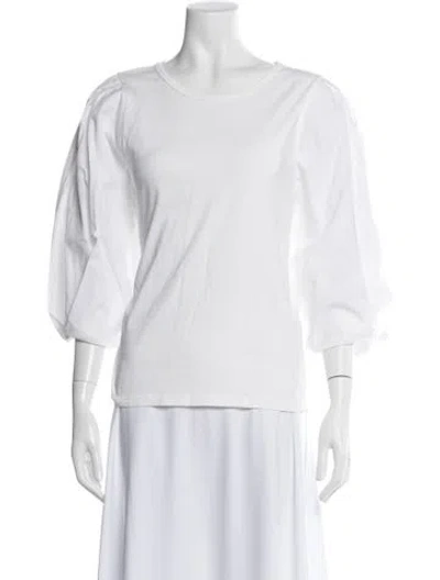 Pre-owned Essentiel Antwerp Crew Neck Three-quarter Sleeve Top In White