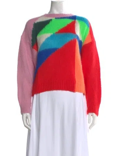 Pre-owned Essentiel Antwerp Crochet Colorblock Pattern Sweater In Pink