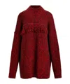 Essentiel Antwerp Dark Red And Black Wool-blend Sweater With Fringe Details In Red