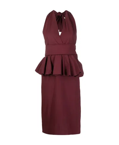 Essentiel Antwerp Dorever Peplum Midi Dress In Red