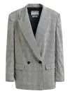Essentiel Antwerp Double-breasted Houndstooth-pattern Blazer In Gray