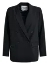 Essentiel Antwerp Double-breasted Padded-shoulder Blazer In Black