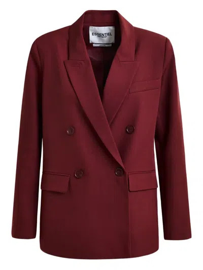 Essentiel Antwerp Double-breasted Padded-shoulder Blazer In Red