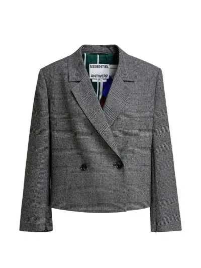 Essentiel Antwerp Doppelreihiger Cropped-blazer In Grau