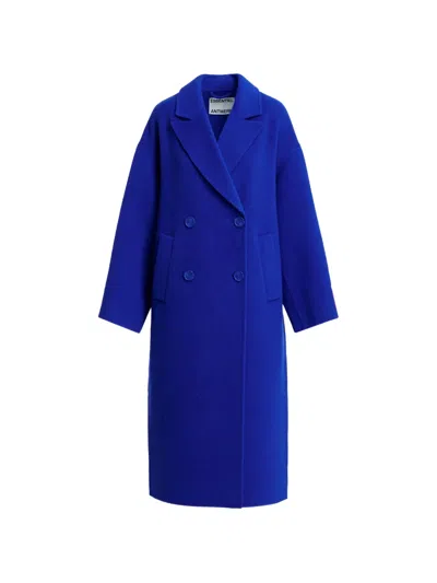 Essentiel Antwerp Double-breasted Oversized Coat In Blue