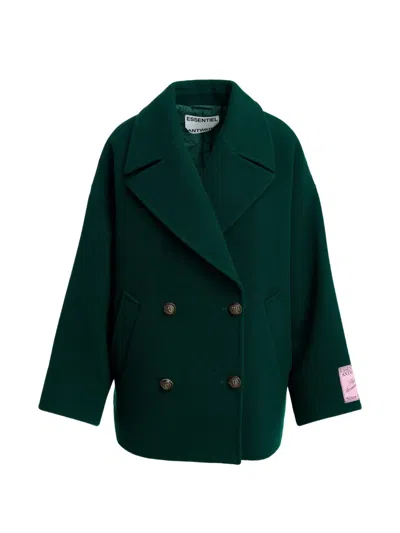 Essentiel Antwerp Double-breasted Wool Jacket In Green