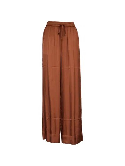 Essentiel Antwerp Drawstring Wide Leg Trousers In Brown
