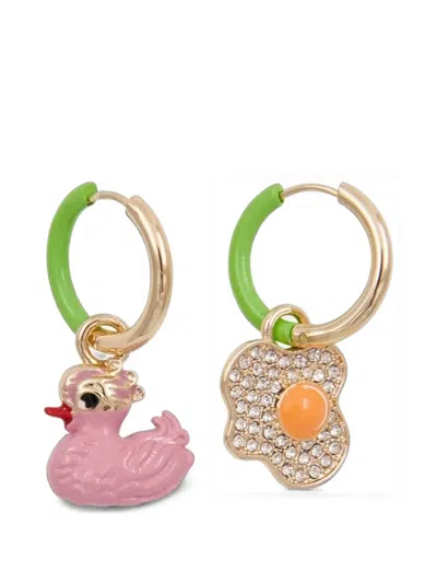 Essentiel Antwerp Duck Egg-pendant Hoop Earrings In Multi