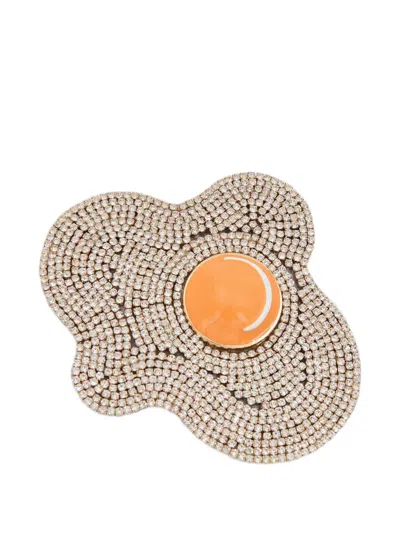 Essentiel Antwerp Egg-shaped Rhinestone-embellished Brooch In Multi