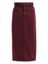 Essentiel Antwerp Elasticated-waistband Denim Midi Straight Skirt In Brown
