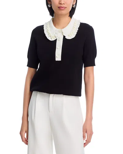 Essentiel Antwerp Embellished Collared Top In Black