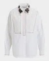 Essentiel Antwerp Embellished Lace-panel Cotton Shirt In White