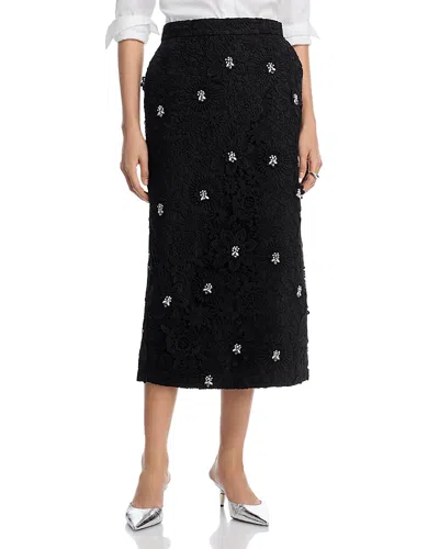 Essentiel Antwerp Embellished Lace Pencil Skirt In Black