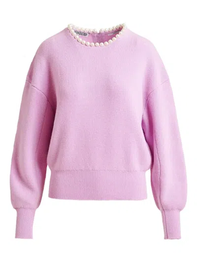 Essentiel Antwerp Embellished-neck Sweater In Pink