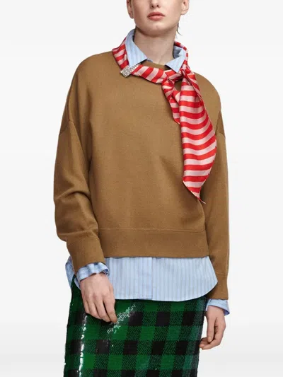 Essentiel Antwerp Verzierter Pullover Mit Schaldetail In Brown