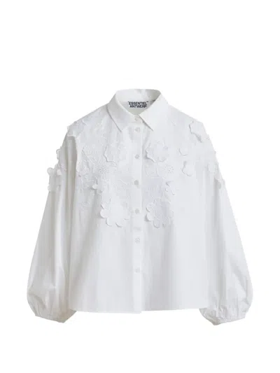 Essentiel Antwerp Embroidered Balloon-sleeve Shirt In White