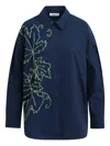 Essentiel Antwerp Embroidered-bead Cotton Shirt In Blue