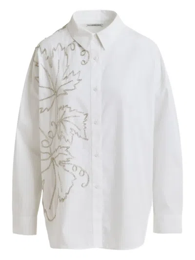 Essentiel Antwerp Embroidered-bead Cotton Shirt In White