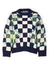 Essentiel Antwerp Embroidered Check Sweater In Blue