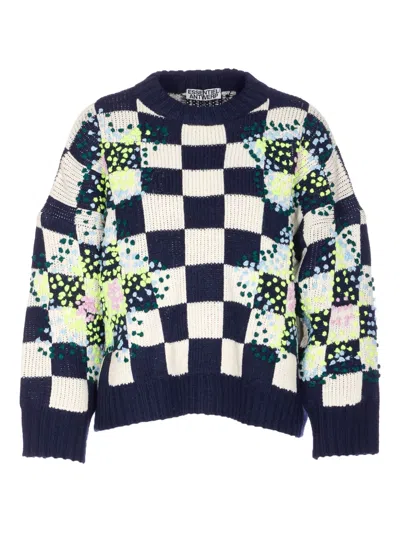 ESSENTIEL ANTWERP EMBROIDERED CHECK SWEATER