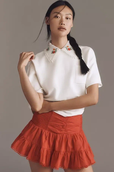 Essentiel Antwerp Embroidered Collar Blouse In White