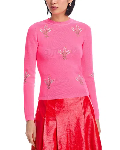 Essentiel Antwerp Embroidered Crewneck Sweater In Pink