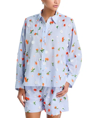Essentiel Antwerp Embroidered Embellished Shirt In Blue