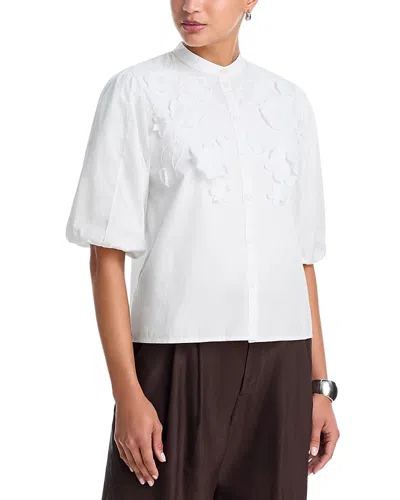 Essentiel Antwerp Embroidered Puffed Sleeve Blouse In White