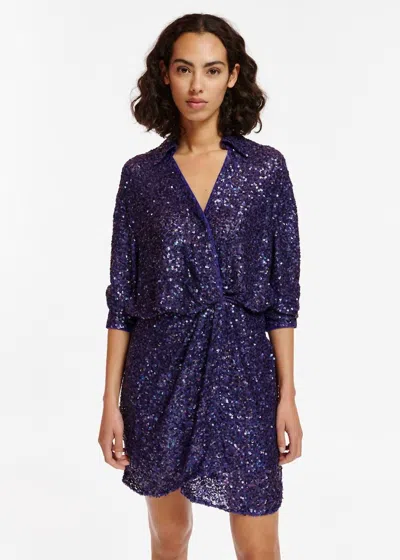 Essentiel Antwerp Entire Sequin Dress In Indigo/night Reflection