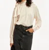 Essentiel Antwerp Esatin Bow Top In Off White In Beige