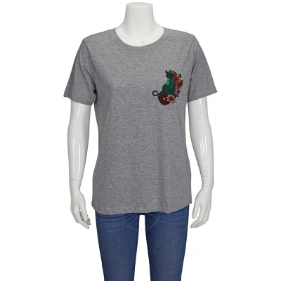 Essentiel Antwerp Essentiel Ladies Grey Rigo Cat Patch T-shirt In Gray