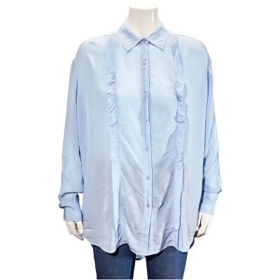 Essentiel Antwerp Essentiel Ladies Light Blue Ruffled Oversized Shirt