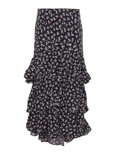 Essentiel Antwerp Black Ilana Tiered Ruffle Skirt
