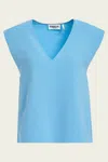 Essentiel Antwerp Falling Sleeveless V-neck Top In Blue