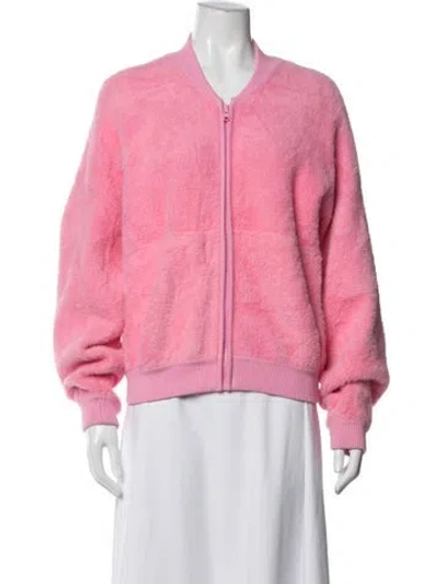 Pre-owned Essentiel Antwerp Faux Fur Bomber Jacket In Pink