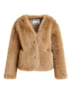 Essentiel Antwerp Faux-fur Button Jacket In Brown